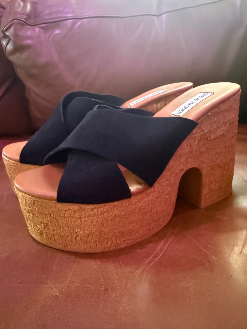 Steve Madden Saffron Suede Platform Sandals Size 10